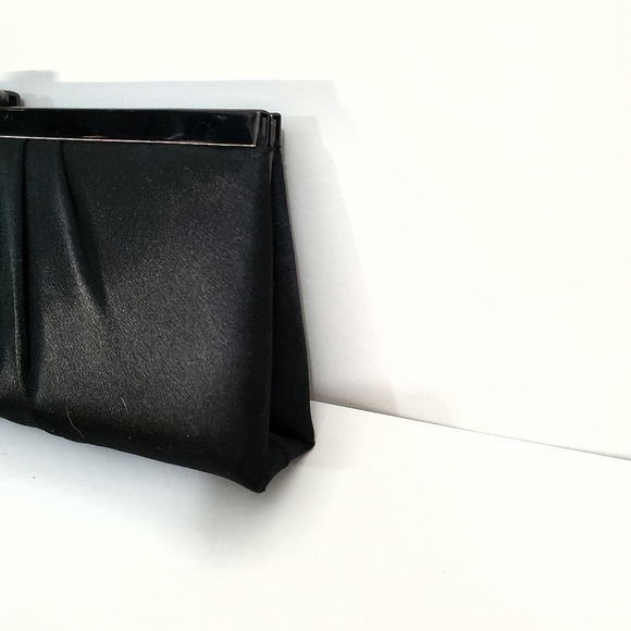 Jessica McClintock Black Satin Evening Clutch - Picture 5 of 6